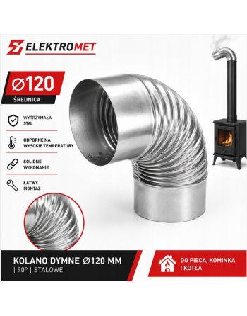 Kolano Dymne 120 Elastyczne 90° Rura Do Kominka Pieca Fi120 DYMOWE